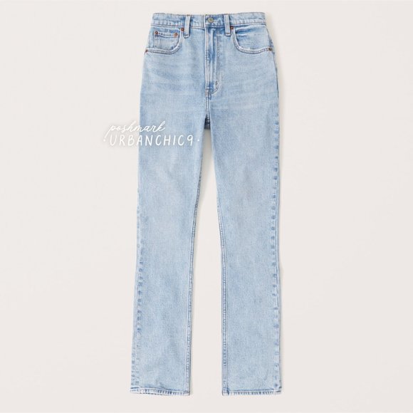 NWT ABERCROMBIE 90s Ultra High Rise Slim Straight Jean Light Blue size 28 - Picture 4 of 16